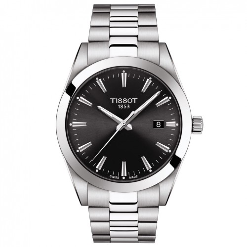 Reloj Tissot Gentleman T1274101105100 Esfera negra brazalete acero