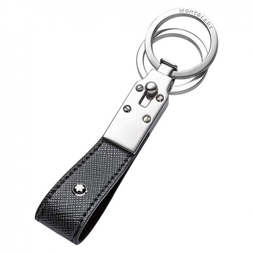 Montblanc Sartorial Key fob 114627 Black leather stainless steel