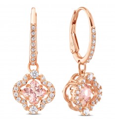 Sparkling Dance clover Swarovski earrings 5516477 Pink Rose gold plated