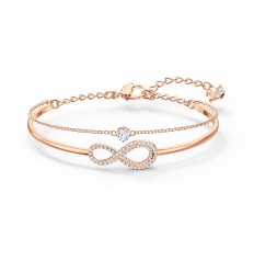 Brazalete Swarovski Infinity cristales blancos baño oro rosa 5518871