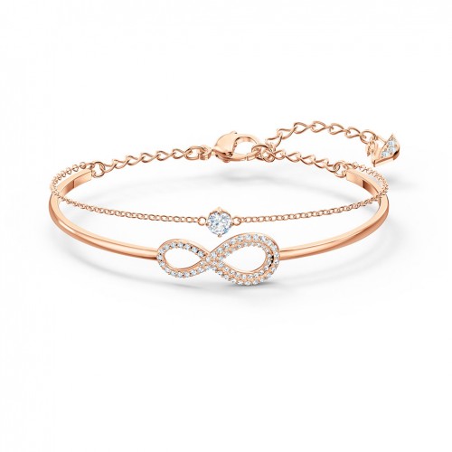 Brazalete Swarovski Infinity cristales blancos baño oro rosa 5518871