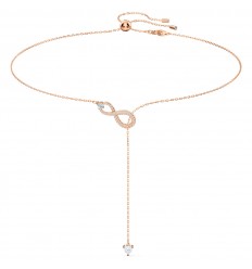 Swarovski Y Infinity necklace White crystals Rose gold plated 5521346