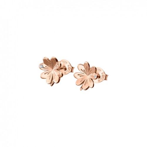 Lotus Silver Woman stud earrings rose gold clover and zircon LP1994-4/2
