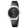 Calvin Klein Women's Watch K4D221CY Black dial black leather strap