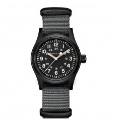 Reloj Hamilton Khaki Field Mechanical Acero negro correa gris H69409930