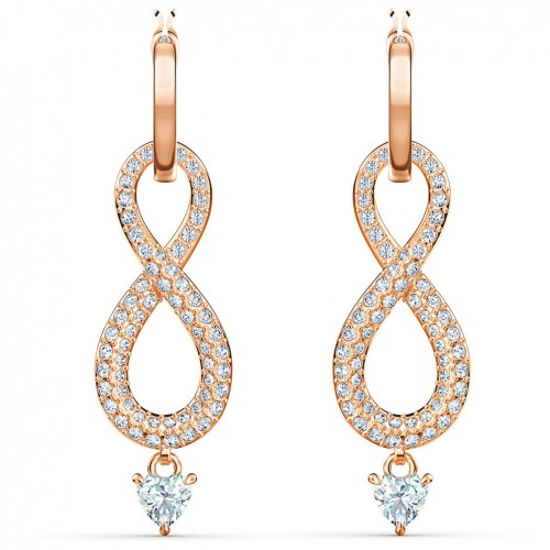 Pendientes Swarovski Infinity cristales blancos baño oro rosa 5512625