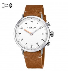 Kronaby Nord connected watch 41mm Steel White Brown leather strap S3128/1