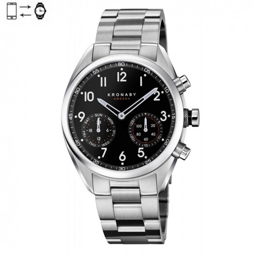 Kronaby Apex connected watch 43 Steel Black dial steel bracelet S3111/1
