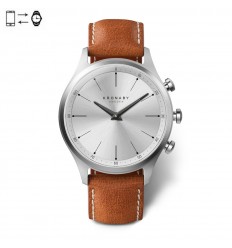 Kronaby Sekel connected watch 41mm Steel Silver Brown leather S3125/1