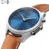 Kronaby Sekel connected watch 41 Steel Blue dial Brown leather S3124/1