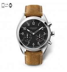 Kronaby Apex connected watch 43mm Steel, Black dial Leather strap S3112/1