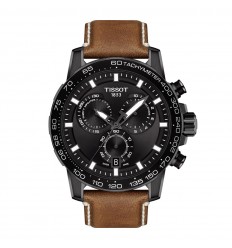 Reloj Tissot Supersport Chrono Negro correa piel marrón T1256173605101