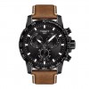 Reloj Tissot Supersport Chrono Negro correa piel marrón T1256173605101