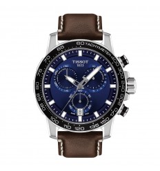 Tissot Supersport Chrono watch Leather Steel Blue dial T1256171604100