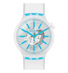 Rellotge Swatch Big Bold BLUEINJELLY Blanc i blau transparent SO27E105