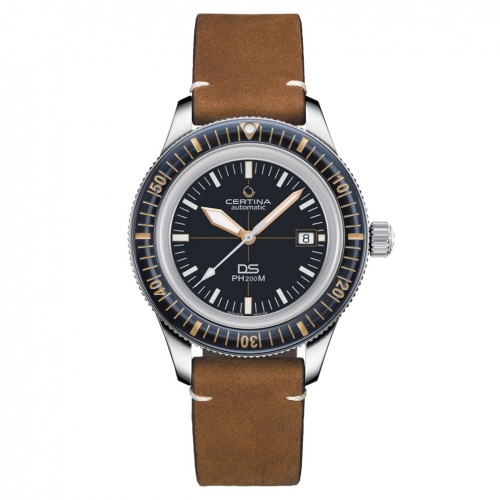 Certina DSPH200M Zafiro bisel cerámico azul C0364071604000 correa piel