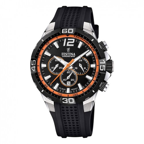 Festina Hombre Chrono Bike F20523/2 Negro y naranja Correa caucho