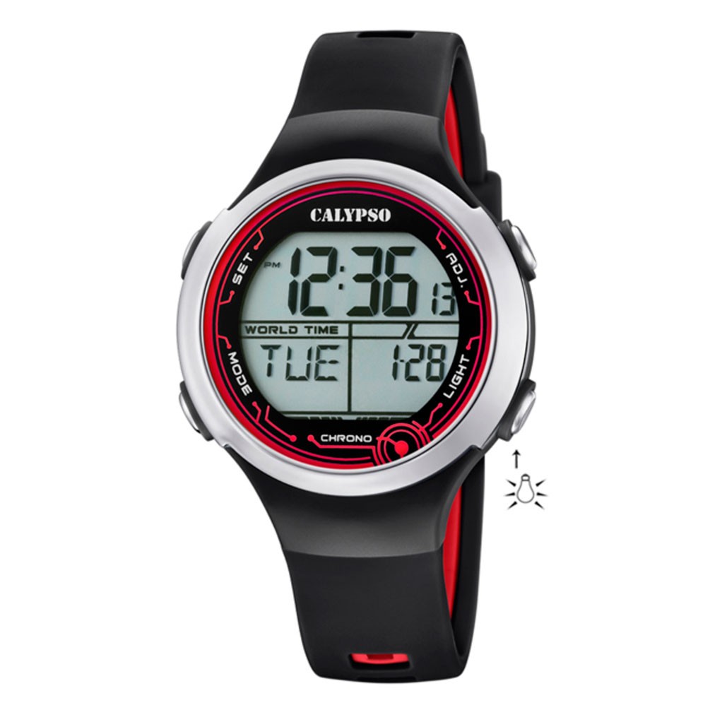 Crush Digital Calypso and Kid Rubber strap red Watch black K5799/6