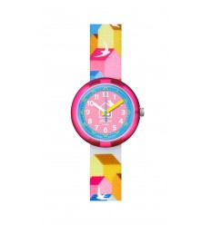 Flik Flak Power Time CASITAS watch FPN067 pink dial colorful strap