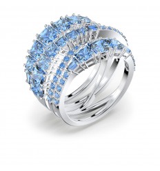 Twist Wrap Swarovski ring Blue Rhodium plated 5582809