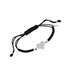 Pulsera Lotus Silver macramé corazón en pavé y circonitas LP3125-2/2