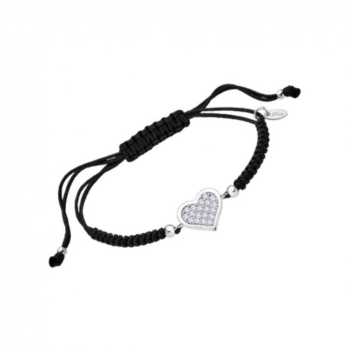 Pulsera Lotus Silver macramé corazón en pavé y circonitas LP3125-2/2