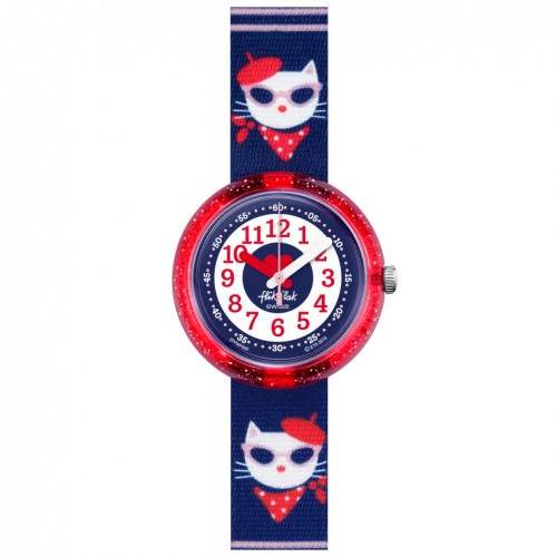 Flik Flak Power Time CATITUDE watch FPNP065 Blue white red