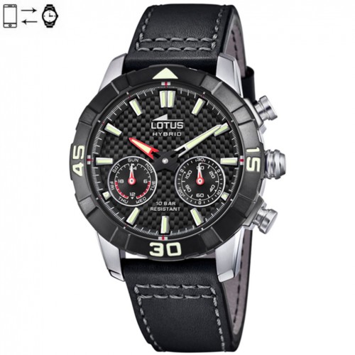 Rellotge Lotus Hybrid connectat Pell negra Esfera bisell negres 18811/2