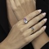 18 carat White/yellow Gold ring with 1 blue Topaz 1 yellow citrine
