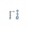 18 carat long white gold earrings with 8 topaz blue Sky color