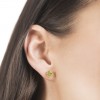 Pendientes botón oro amarillo 18 quilates 2 peridotos circulares 6mm