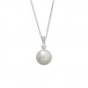 Colgante en oro blanco 18 quilates con perla Rd 13 mm y 4 diamantes
