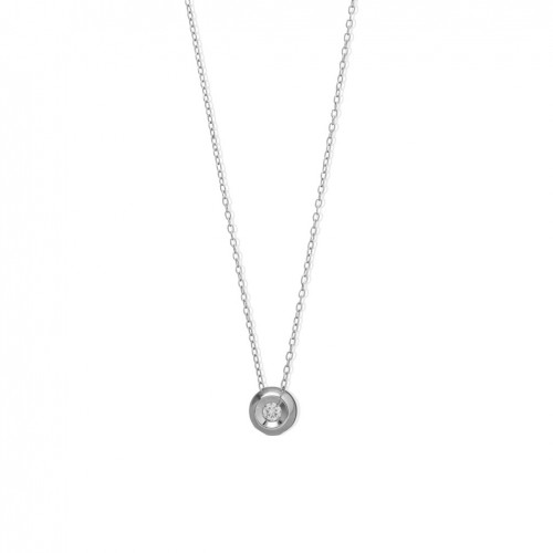 Colgante oro blanco 18 quilates circular con diamante talla brillante