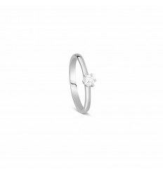 Sortija oro blanco 18 quilates 1 diamante talla brillante HSI 0,18 cts