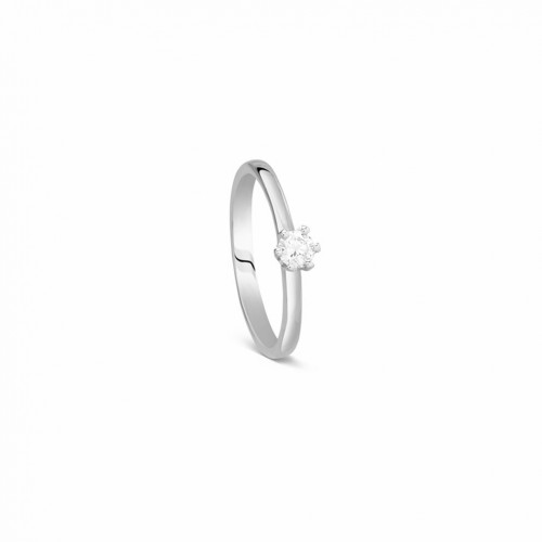 Sortija oro blanco 18 quilates 1 diamante talla brillante HSI 0,18 cts