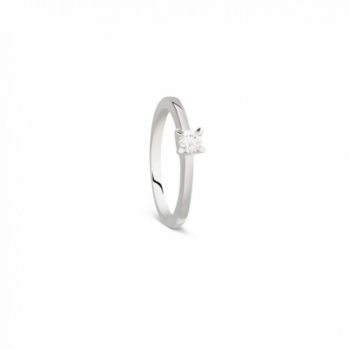 Anillo fino en oro blanco 18 K con 1 diamante talla brillante HSI 0,18 cts