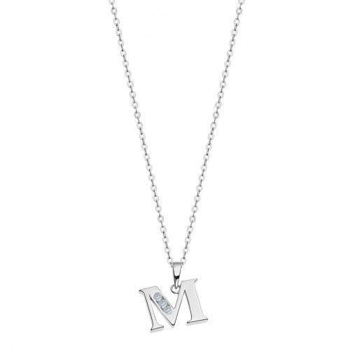 Sterling silver pendant Lotus Silver Letter M with zirconia LP3054-1/M