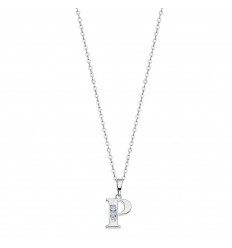 Penjoll plata de llei lletra P Lotus Silver amb circonites LP3054-1/P