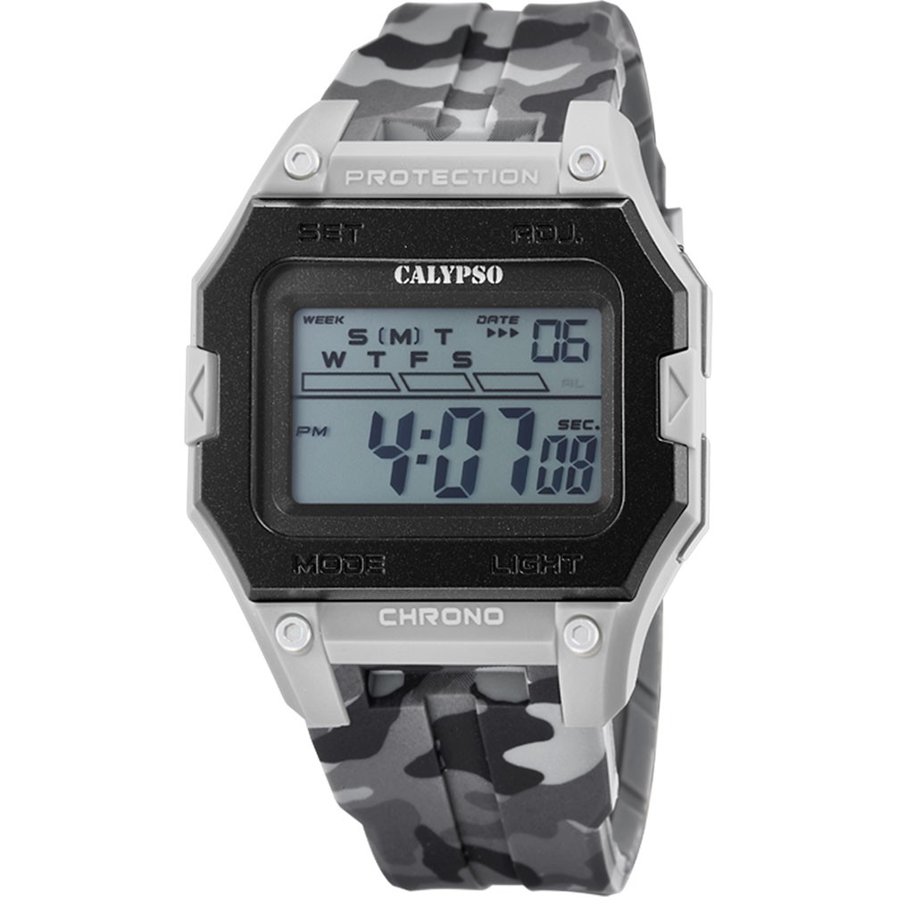 Calypso X-Trem Digital men watch with light K5810/1 rubber strap