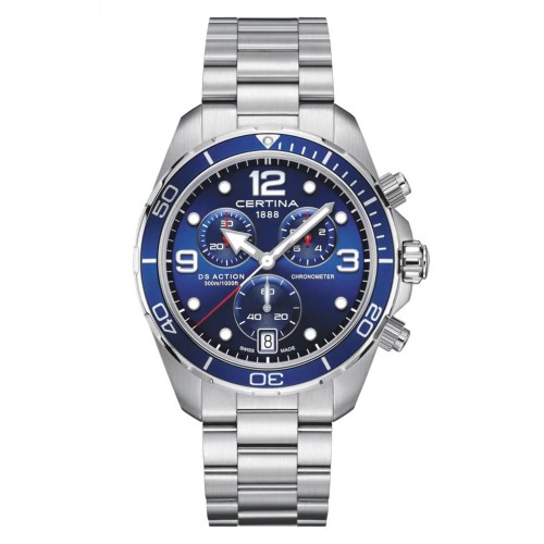 Certina DS Action Chrono Esfera azul pulsera acero C0324341104700