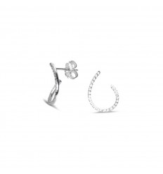 Pendientes abiertos oro blanco 18 quilates 48 diamantes talla brillante