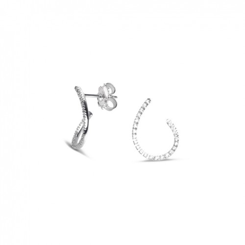 Pendientes abiertos oro blanco 18 quilates 48 diamantes talla brillante
