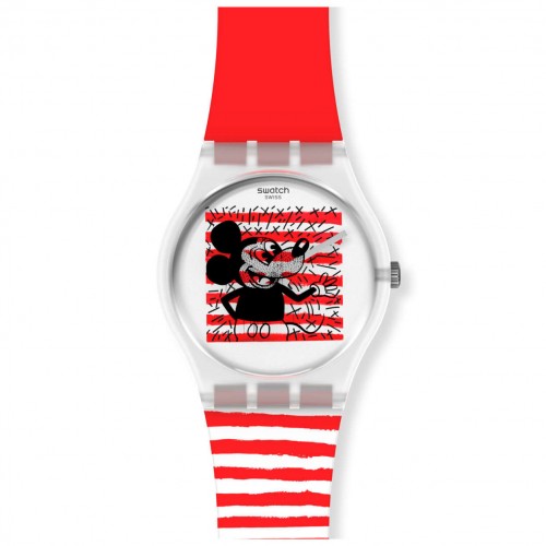 Swatch Original MOUSE MARINERE GZ352 rojo y blanco correa silicona