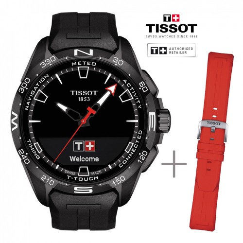 Bundle offer Tissot T-Touch Connect Solar T1214204705103 + red strap