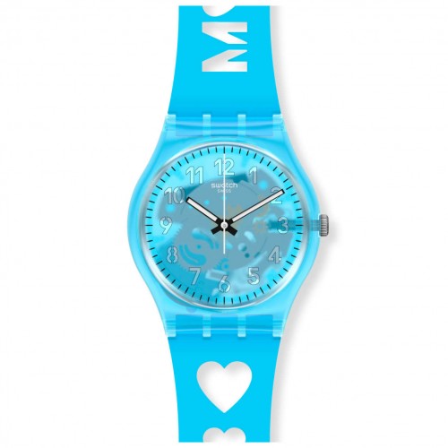 Reloj Swatch LOVE FROM A TO Z en color azul Día de la Madre GZ353