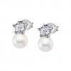 Lotus Silver earrings in silver with pearl and zirconia LP1800-4/1