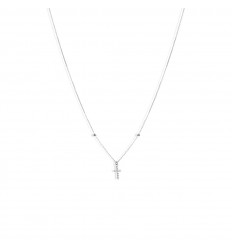 Colgante oro blanco 18 quilates con cruz 10 diamantes talla brillante