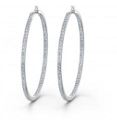 Swarovski Hoop Rare earrings White crystals Rhodium plated 5555724