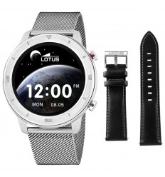 Reloj Lotus SmarTime plateado correa milanesa y correa de piel 50020/1