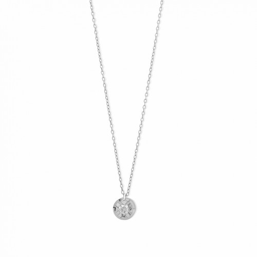 Colgante circular oro blanco 18 quilates 1 diamante talla brillante